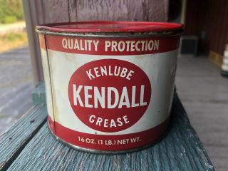 Vintage Kendall Grease Can 1 Lb Near Sticker Kenlube 1/2 Full