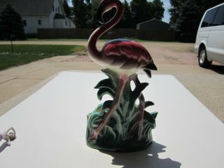 Vtg Ceramic Head Up Pink Flamingo Bird Planter