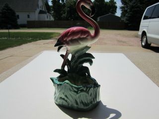 VTG Ceramic Head Up Pink Flamingo Bird Planter 2