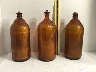 Vintage Brown Glass Bottles - Clorox And Fleecy White