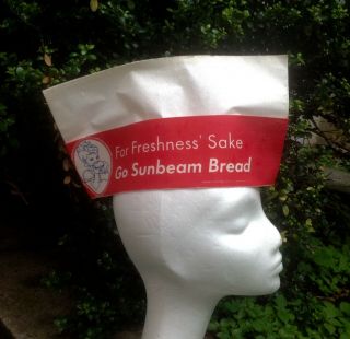 One Vintage Sunbeam Bread Advertising Paper Hat Waiter/waitress Old Stock