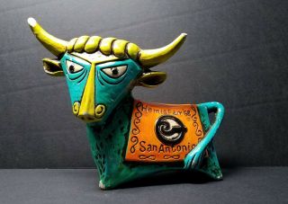 Rare Hemisfair 1968 Souvenir " Picasso " Bull Paper Mache Bank San Antonio Texas