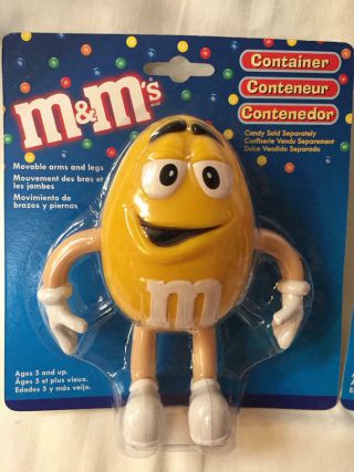 Set of 3 M&M ' s Candy Containers Yellow Blue Green Moveable Arms & Legs - 2