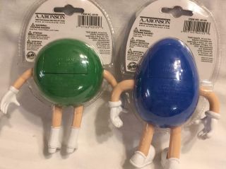Set of 3 M&M ' s Candy Containers Yellow Blue Green Moveable Arms & Legs - 5