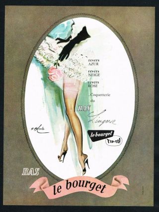 Le Bourget Nylons Ad Lingerie Stockings Ad 1950s Vintage Print Ad Retro
