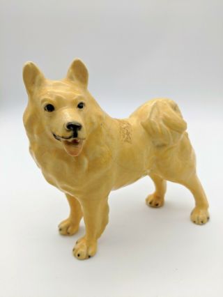 Vintage Chalkware Yellow Dog Figure Mortens Studio Rare