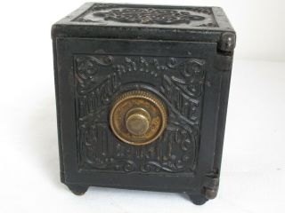 Antique " Royal Safe Deposit " Cast Iron Floor Safe Figural Still Bank - By Hart
