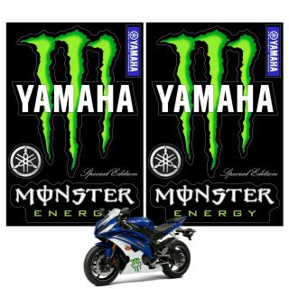 2x Yamaha Big Monster Energy Drink Logo Sheet Of Decal Sticker Dirt Bike