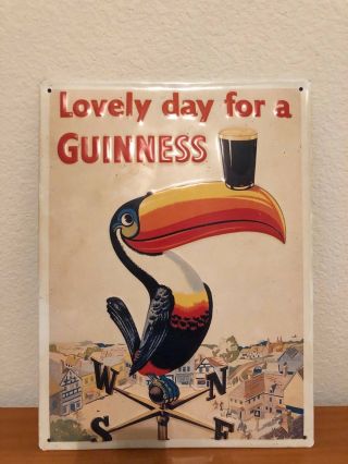 Guinness Toucan Metal Embossed Sign 8 " X 11 " Vintage Irish Advertising