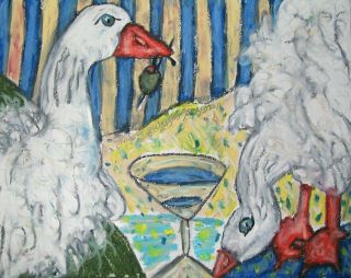 Sebastopol Goose Drinking A Martini Geese Collectible 8 X 10 Signed Art Print