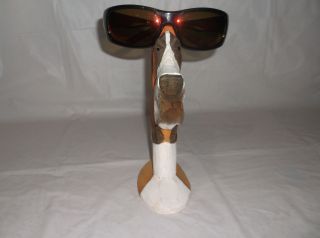 Peepers Basset Hound Eye Glass Holder Handcrafted Wood Puppy Dog 7.  5 " Tall