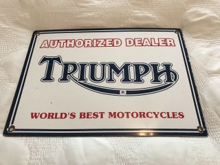 Vintage Triumph Motorcycles Porcelain Dealer Sign,  Gas,  Oil,  Harley,  Indian