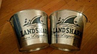 Landshark Lager Galvanized Beer Bucket 2 Pack.