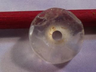 Ancient Pre - Columbian Tairona Icy Quartz Crystal Disc Bead 9.  2 By 3.  1 Mm