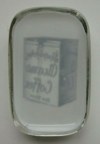 Sharp & Perkins ALCAMO COFFEE Canister Can Glass Advertising Paperweight Abrams 2