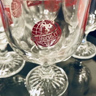 Set Of (4) - Schlitz Craft Beer Thumbprint Schooner Vintage Goblet Glasses 4