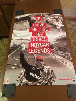 2019 Indianapolis 500 Poster Firestone Indycar Will Power & Mario Andretti 24x36