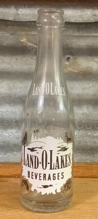 Rare Vtg 50s 7 Oz Land - O - Lakes Beverages Paris Michigan Glass Soda Pop Bottle 2