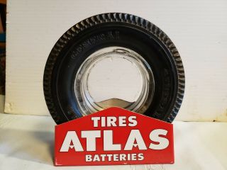 Vintage Rubber Tire Ashtray Stand For 6 ,  Or - Atlas Tires Batteries