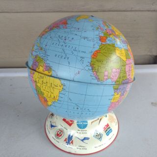Vintage Metal AIRLINES World Globe Coin BANK 3