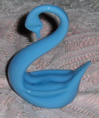 Vtg Aqua Blue Milk Glass Swan Figurine Turquoise Green Swan Bird Paperweight
