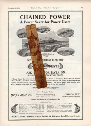 Morse Chain Co.  Ithaca,  Ny - 1922 Advertisements - Diamond Chain,  Indianapolis