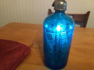 Vintage Zarro Bottling.  Paterson Nj Blue Seltzer Bottle