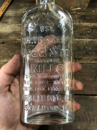 Antique Embossed Dr.  Traeger & Son Scranton,  Pa.  Tinted Dead Shot Bottle Poison