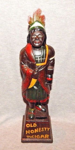 Cigar Store Indian Cast Iron Coin Bank " Old Honesty " 5¢ Hand Painted 13 " H A
