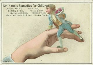 Dr.  Hands Remedies For Children Medicine Victorian Boy Advertising Trade Card
