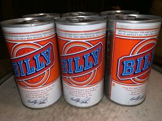 6 Pack Of Vintage Billy Beer Cans; Spectacular.  Not Drinkable