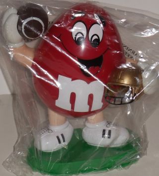 M&m Red Football Sports Candy Dispenser 1995 Official M&m Collectors Nos