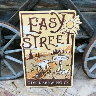 Redesigned Odell Brewing Co " Easy Street Wheat Beer " Tin Tacker Metal Beer Sign