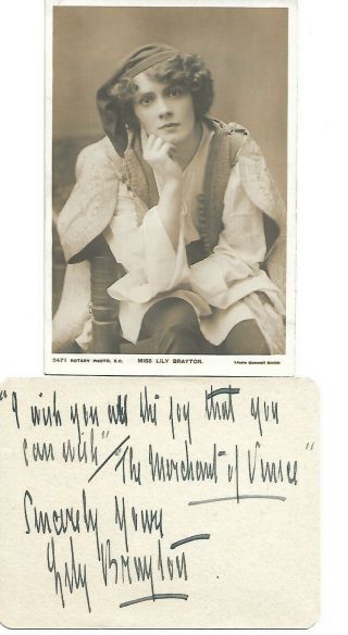 Lily Brayton (1876 - 1953) Vintage Actress/singer " Chu Chin Chow " Etc Signed Card
