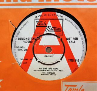 The Miracles My Girl Has Gone / Since You Og Uk Tamla Motown 7 " Demo Tmg540 Clip