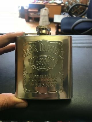 Vintage 6 Oz Jack Daniels Stainless Steal Hip Flask