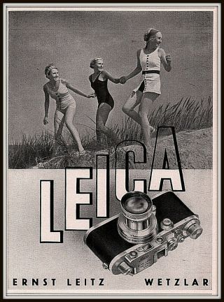 1937 C Leica Camera Ernst Leitz Wetzlar Aryan Beauty Swimsuit Bathing Suit Ad