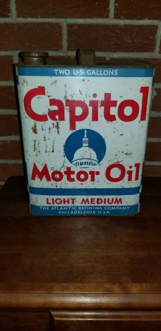 Vintage Two Gallon Capitol Motor Oil Can