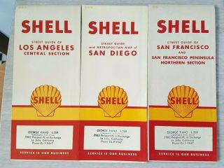Vintage Shell Oil Road Maps Los Angeles San Diego San Francisco 1960 - 61