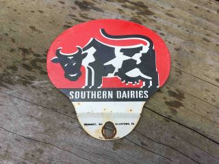 Old Southern Dairies Advertising Tin License Plate Topper North Carolina