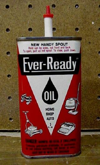 Vintage Ever - Ready Oil Handy Oiler Tin Can - Advertising Gas Oil Household - Nos