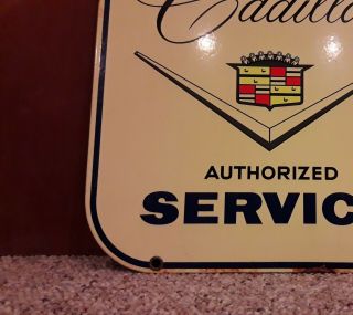 Vintage Authorize Cadillac Service Advertising Gas Oil Porcelain Dealership Sign 3