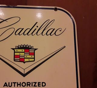 Vintage Authorize Cadillac Service Advertising Gas Oil Porcelain Dealership Sign 4