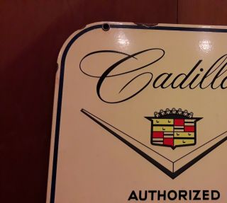 Vintage Authorize Cadillac Service Advertising Gas Oil Porcelain Dealership Sign 5