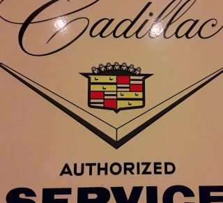Vintage Authorize Cadillac Service Advertising Gas Oil Porcelain Dealership Sign 6
