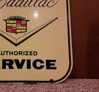 Vintage Authorize Cadillac Service Advertising Gas Oil Porcelain Dealership Sign 8
