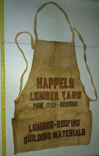 Vintage Happels Lumber Yard Birdsboro Pa Advertising Hardware Store Canvas Apron