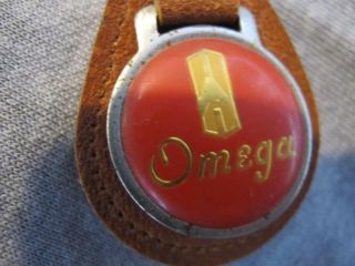 Vintage Oldsmobile Omega (3a) Metal Keyring Key Fob Ring Leather Car