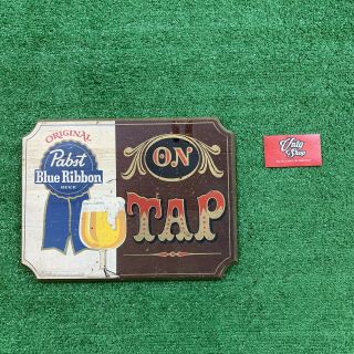 Pabst Blue Ribbon On Tap Vintage Wood Sign Pbr Beer