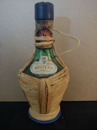 Barone Riscasoli Brolio - 1969 - Green Glass Woven Basket Cork In Bottle